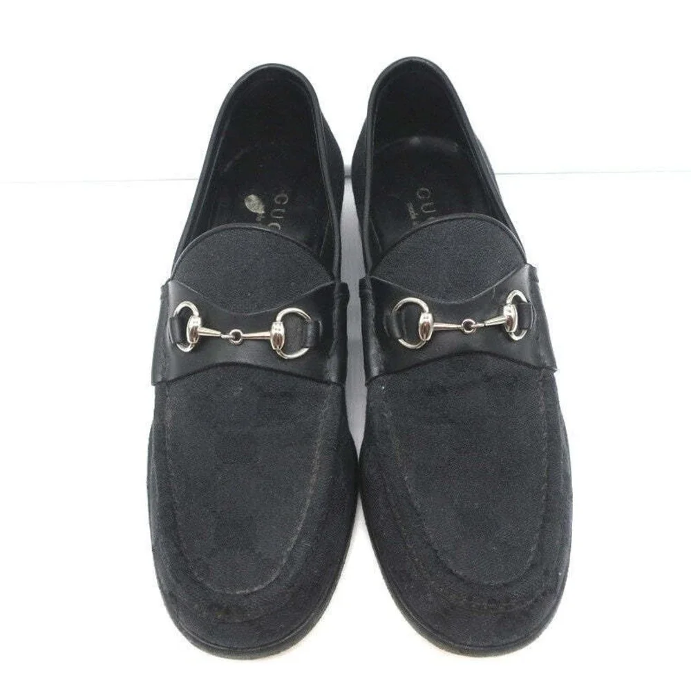 Gucci GG Canvas Horsebit Loafers Black Size 7.5 - Picture 3 of 11